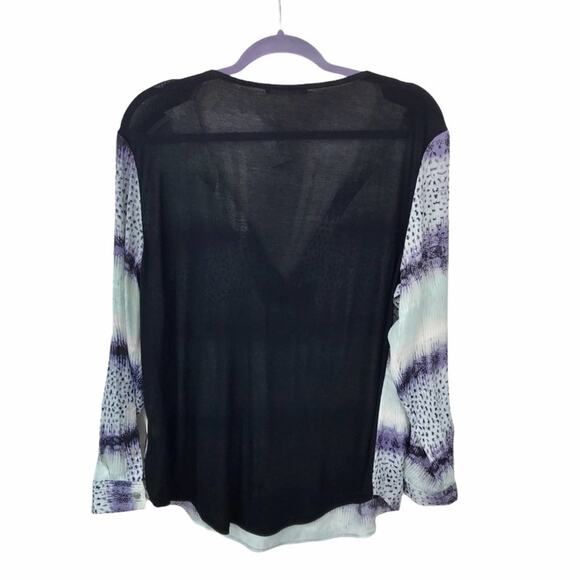 Tart Collection NWT Blouse Purple & Teal Tie-Dye Style V-Neck Top - Picture 4 of 6